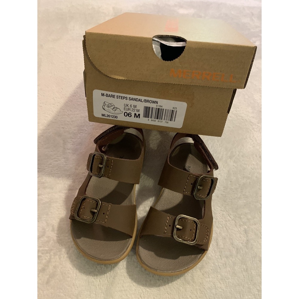 Merrell Brown Boys Bare Steps® Sandal Sandals Leather 6M NEW IN BOX